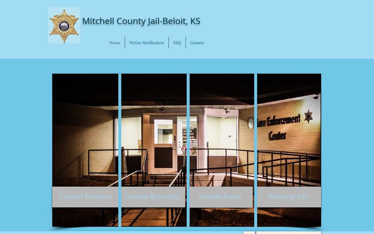 Mitchell County Jail homepage for inmate population and facility contacts